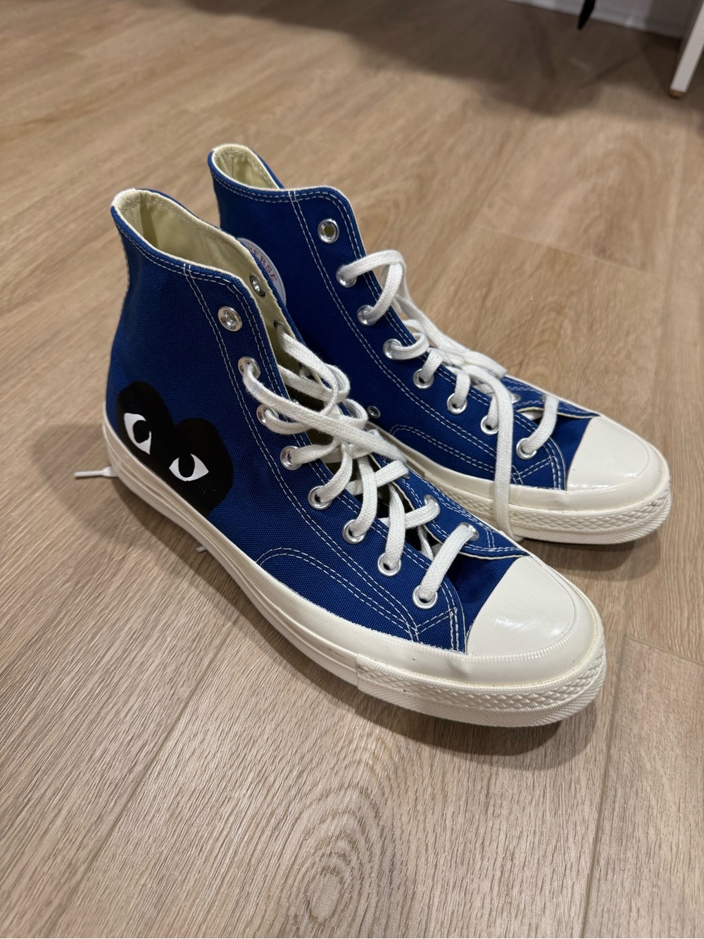 Converse High Top Sneakers Blue with Black Heart Graphic